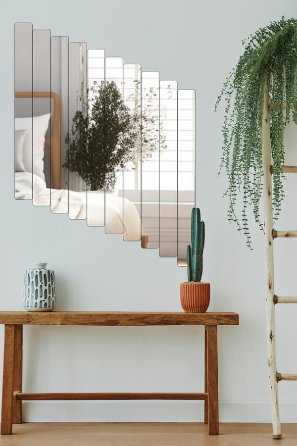 Speil rektangulær stripe - 5 x 40 cm ( 10 stk ) - Sølv