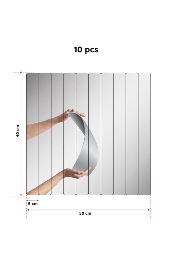 Speil rektangulær stripe - 5 x 40 cm ( 10 stk ) - Sølv