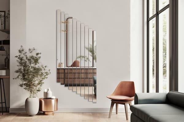Speil rektangulær stripe - 5 x 100 cm ( 10 stykker ) - Sølv