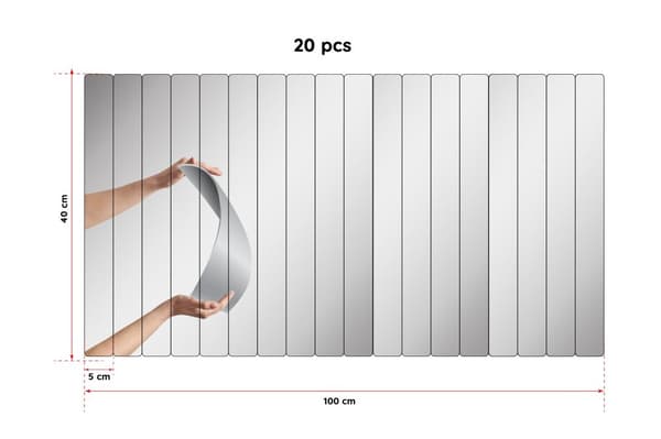 Spejl rektangulær stribe - 5 x 40 cm ( 20 stk ) - Sølv