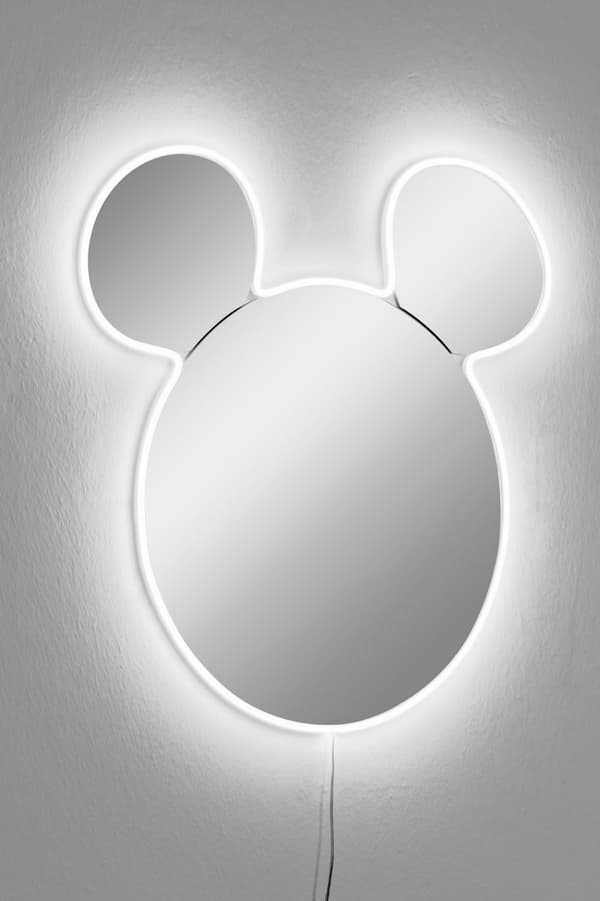 Speil med Led-belysning Mickey Silver - Hvit