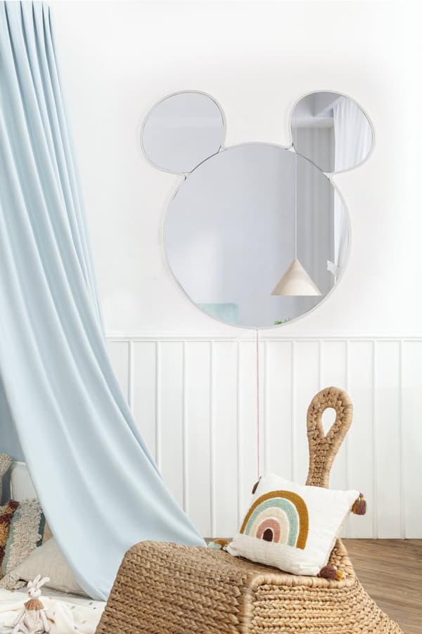Speil med Led-belysning Mickey Silver - Hvit