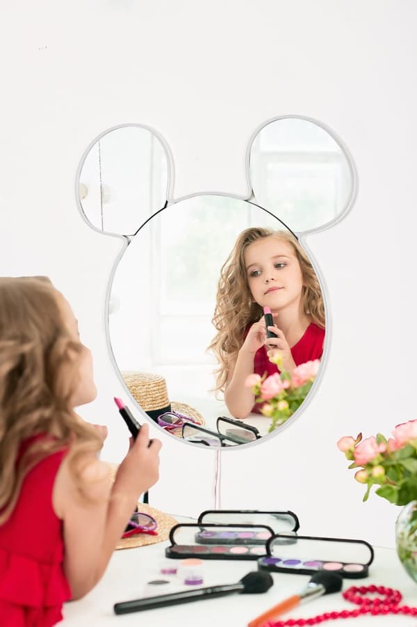 Speil med Led-belysning Mickey Silver - Hvit