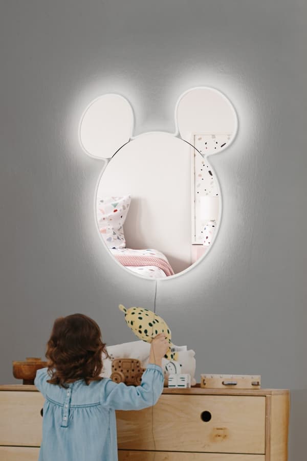 Speil med Led-belysning Mickey Silver - Hvit