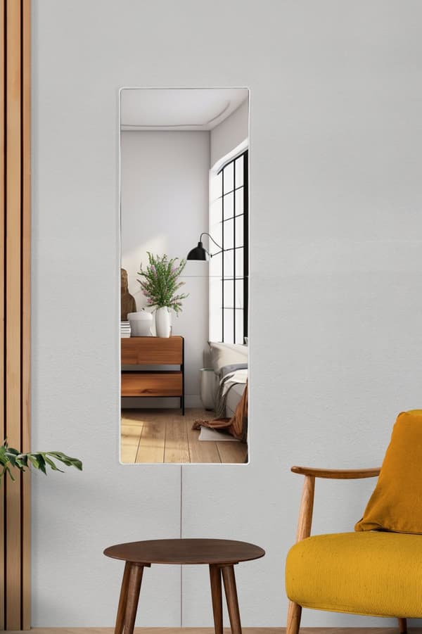 Spegel med Led Belysning Rektangulär - 20 x 80 cm - Vit