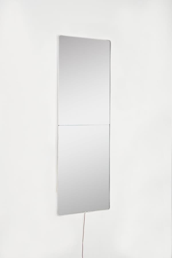 Spegel med Led Belysning Rektangulär - 20 x 80 cm - Vit