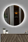 Miniatyrbilde 1 av 8: Speil med Led-belysning Rundt - Diameter : 60 cm - Hvit