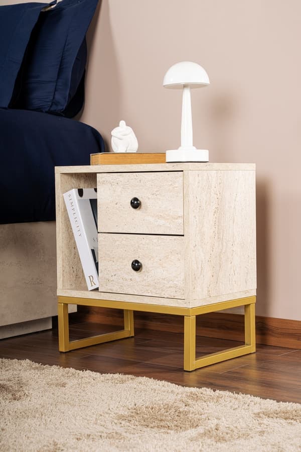 Natbord Glimmer - Travertin, Guld