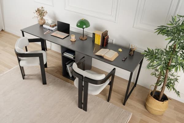 Study Desk Twin Study Desk - Antracit, Sort