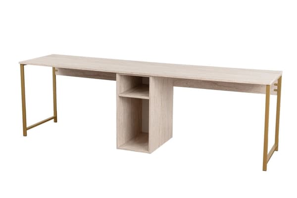 Study Desk Twin Study Desk - Travertin, Guld