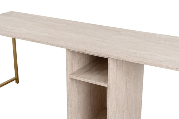 Study Desk Twin Study Desk - Travertin, Guld