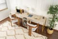 Miniatyrbild 1 av 9: Study Desk Twin Study Desk - Travertin, Guld