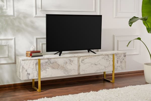 TV-stativ Serenity - Fressia marmor, gull