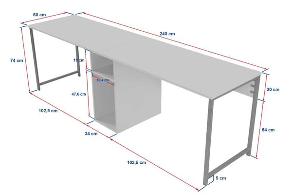 Study Desk Twin Study Desk - Freesia Marble, Black