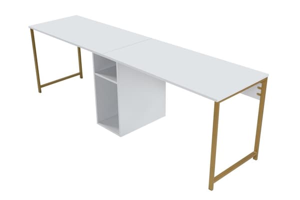 Study Desk Twin Study Desk - Vit, Guld
