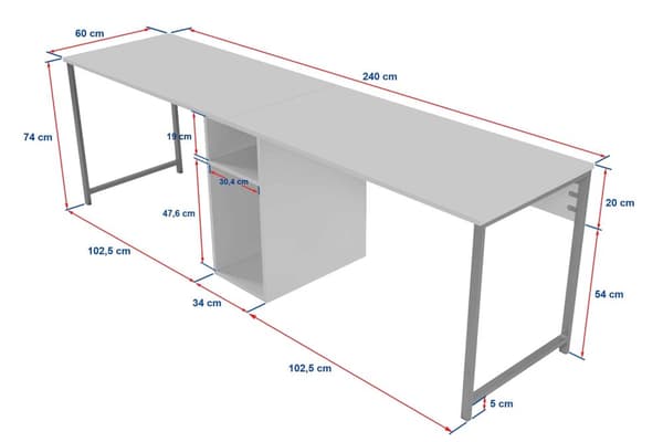Study Desk Twin Study Desk - Vit, Guld
