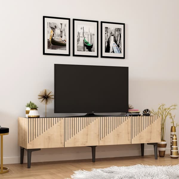 TV-stativ Draw - Safir eik, svart marmor