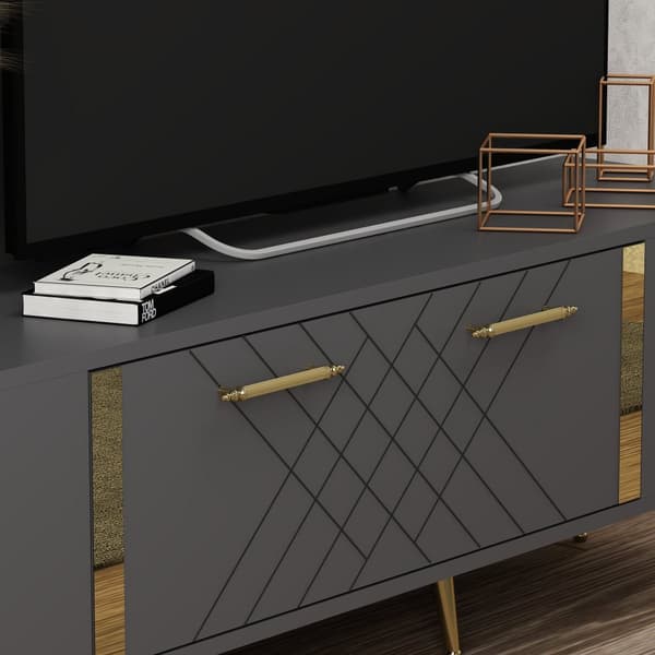 TV-bänk Detas - antracit, guld