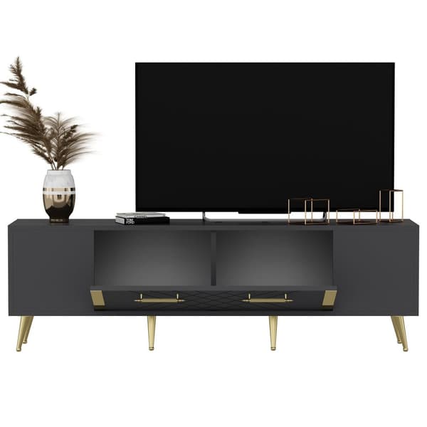 TV-bänk Detas - antracit, guld