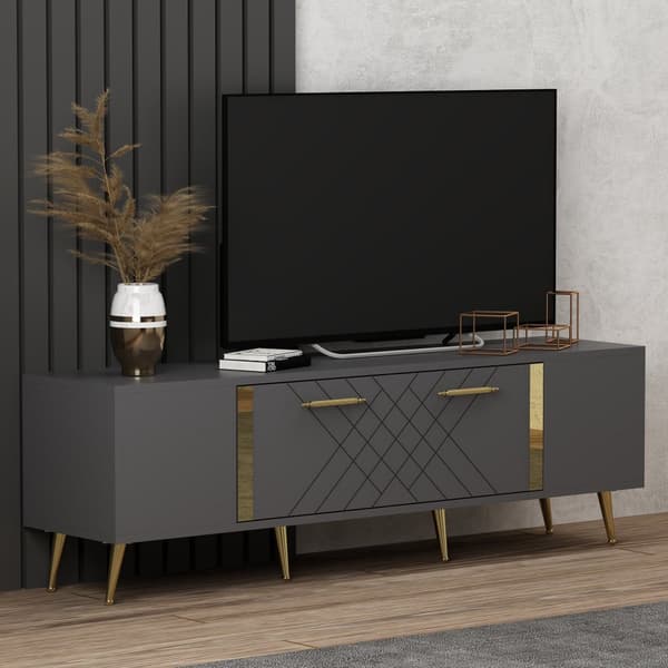 TV-bänk Detas - antracit, guld