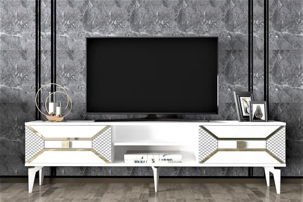 TV-stativ Yumedi - Hvit, Gull