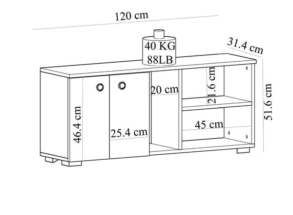 Skoskab Sarandon - Antracit, Hvid