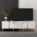Miniatyrbilde 1 av 6: TV-stativ Detas - Hvit, Sølv