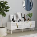 Miniatyrbilde 1 av 6: TV-stativ Moda - Hvit, Gull