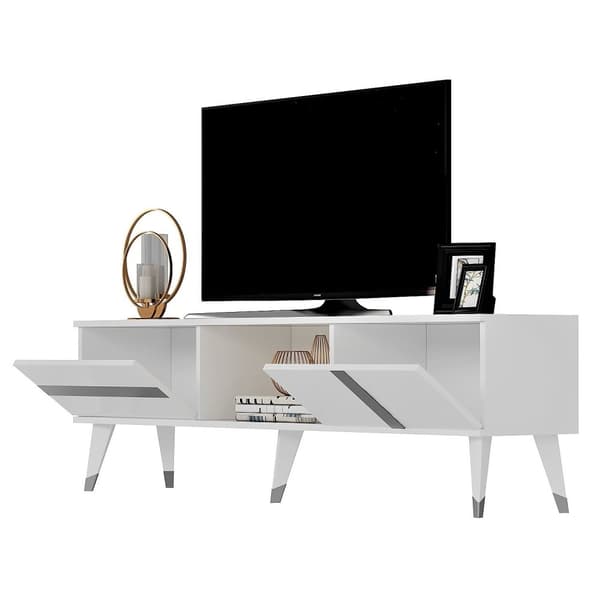 TV-bänk Vania - Vit, Silver