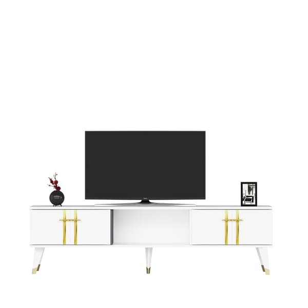 TV-bänk Asel - Vit, Guld