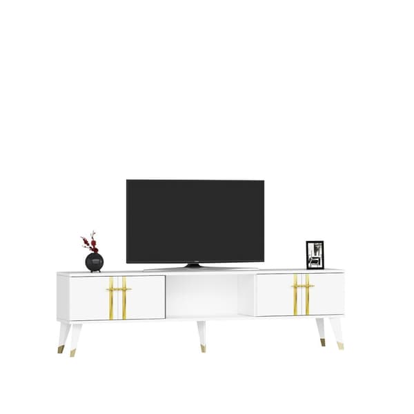TV-bänk Asel - Vit, Guld