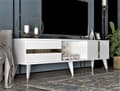 Miniatyrbilde 2 av 7: TV-stativ Vania - Hvit, Gull