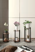 Pikkukuva 3 / 3: Puinen kasvijalusta Flower Desk Pyöreä - pähkinä