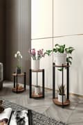 Pikkukuva 2 / 3: Puinen kasvijalusta Flower Desk Pyöreä - pähkinä