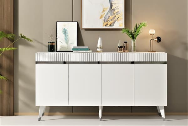 Console Defne - Hvit, Sølv