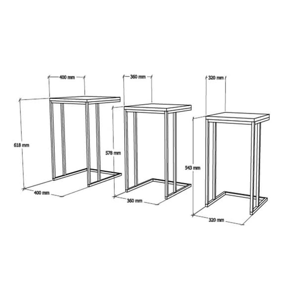 Häckningsbord (3 delar) Black Mermer