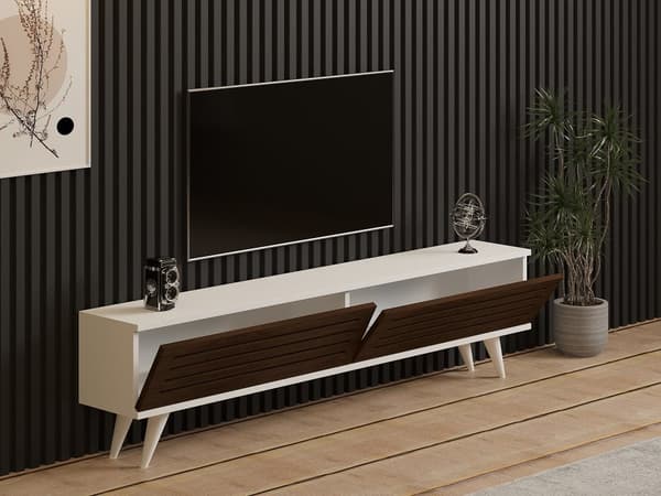 TV Stand Hill - Valnøtt, Hvit