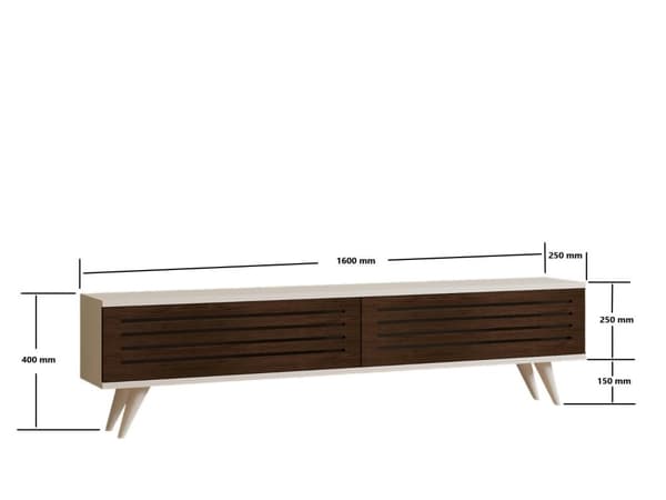 TV Stand Hill - Valnøtt, Hvit