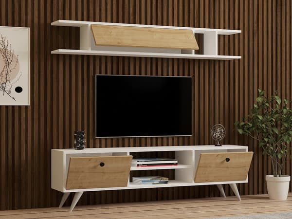 TV-enhet Italo - Hvit, Furu