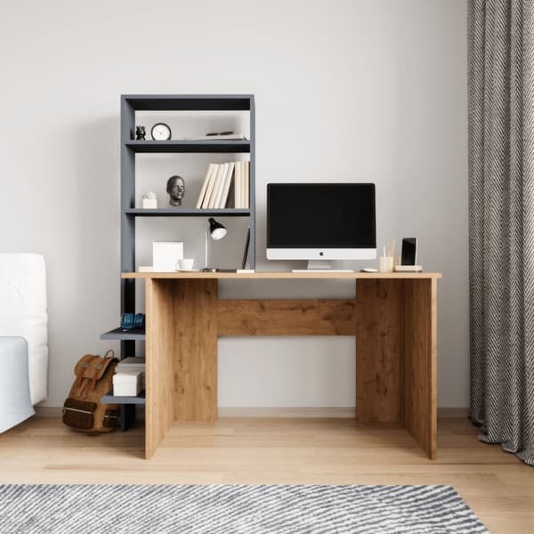 Arbetsbord & bokhylla Aden - Ek, antracit