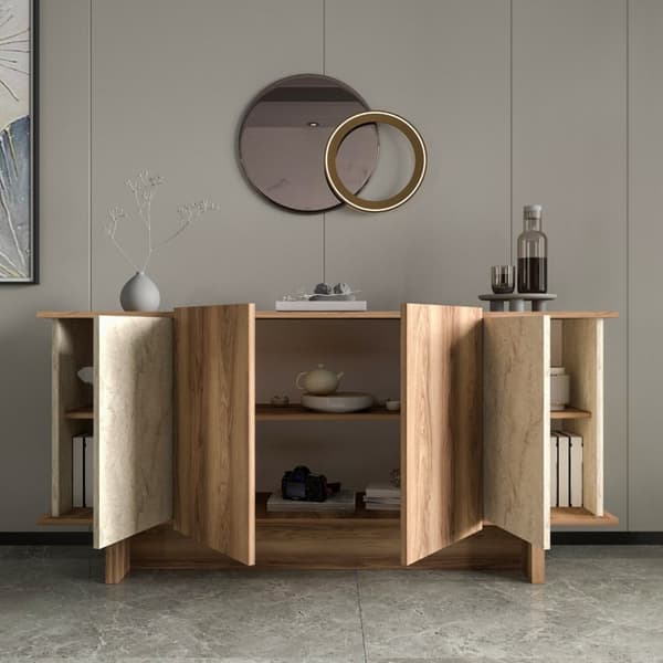 Konsoll Diana - Travertin, Valnøtt