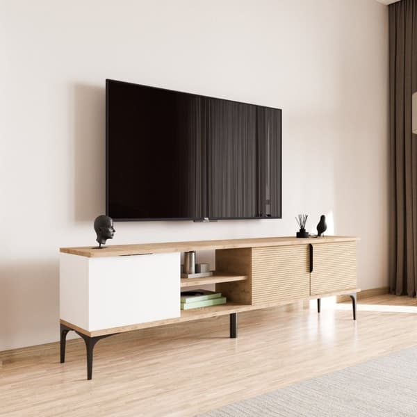 TV-stativ Tarz - Hvit, Eik