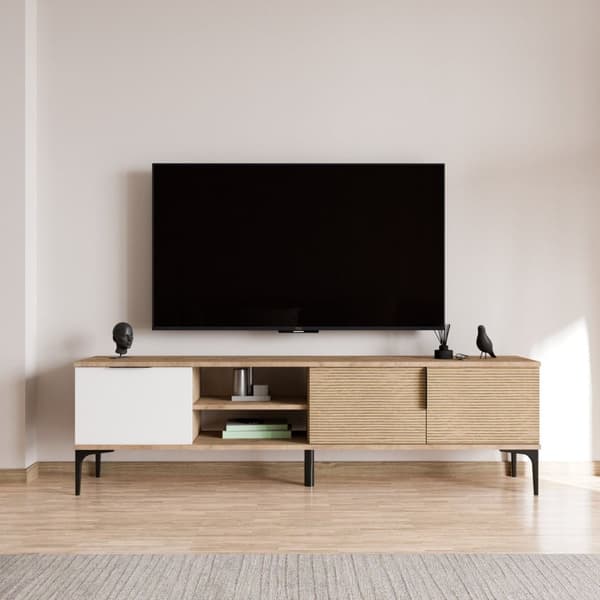 TV-stativ Tarz - Hvit, Eik