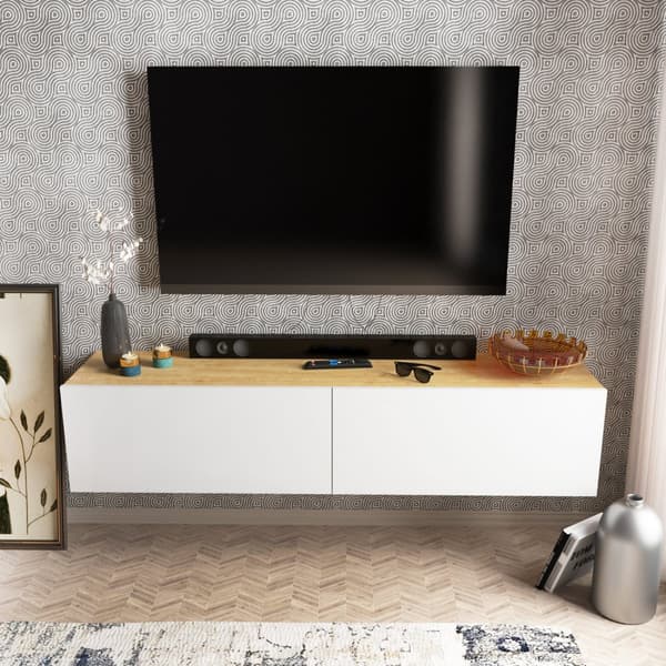 TV Stand Poling - Hvid, Valnød