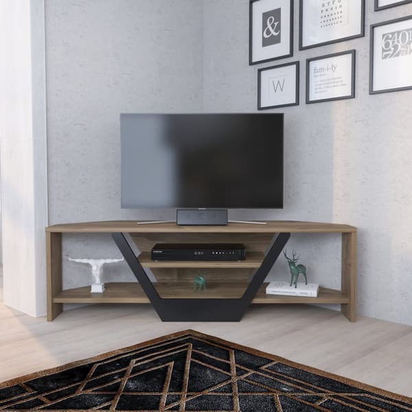 TV-bänk Sares - Valnöt, Svart