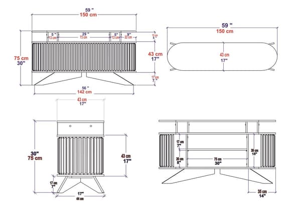 Sideboard Stor - Ek, Vit