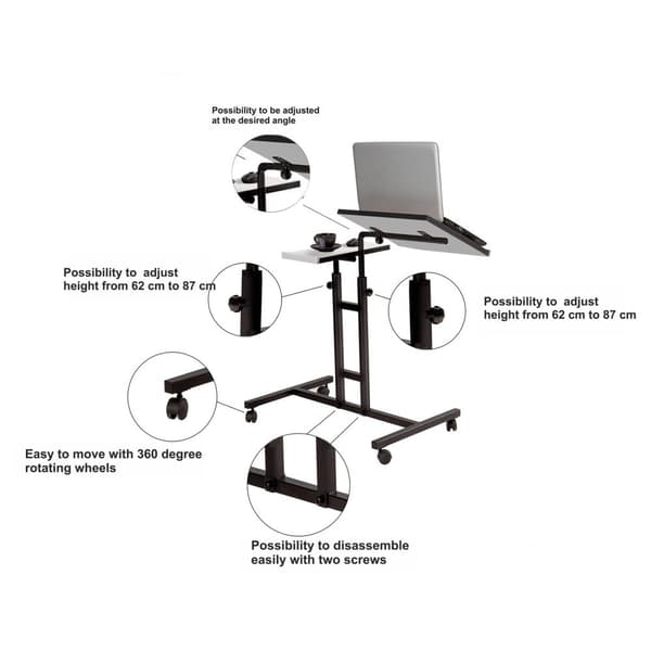 Laptop Standing Desk Glen - Hvid, Sort