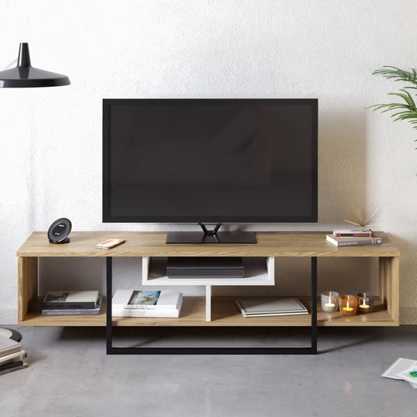 TV-stativ Asal (150) - Eik, Hvit, Sort