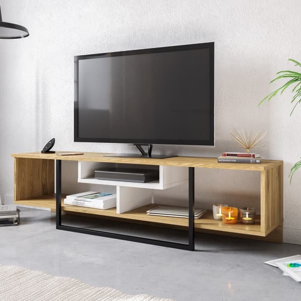 TV-stativ Asal (150) - Eik, Hvit, Sort