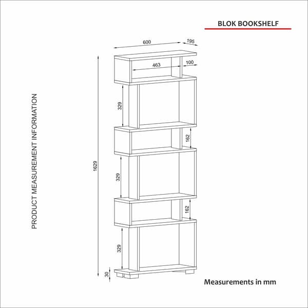 Bokhylla Blok - Vit, Valnöt
